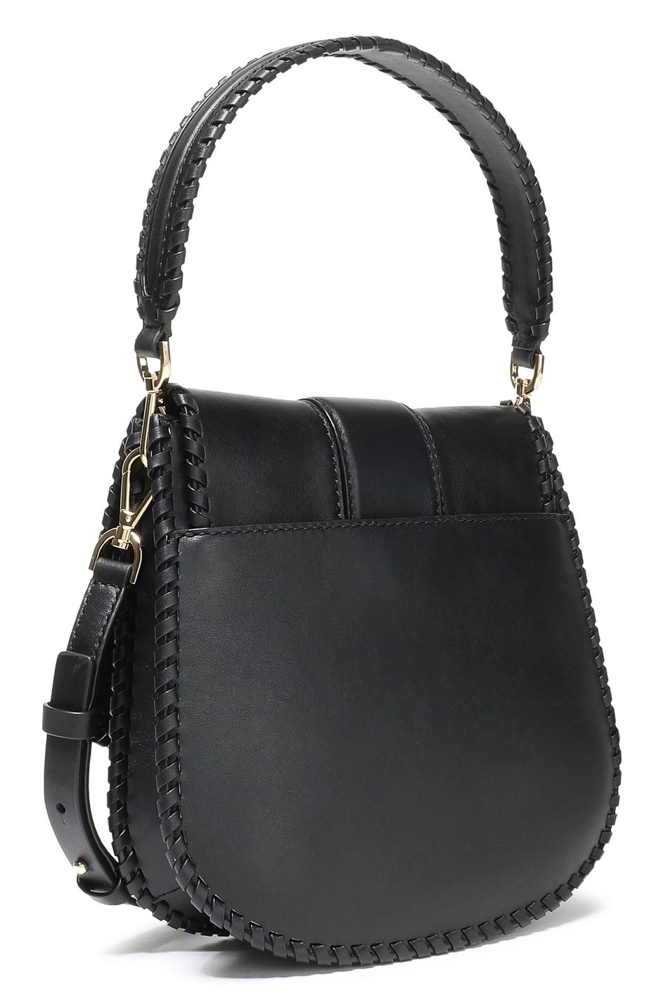 Black Lille Whipstitched Leather Shoulder Bag Sale Up To 70 Off