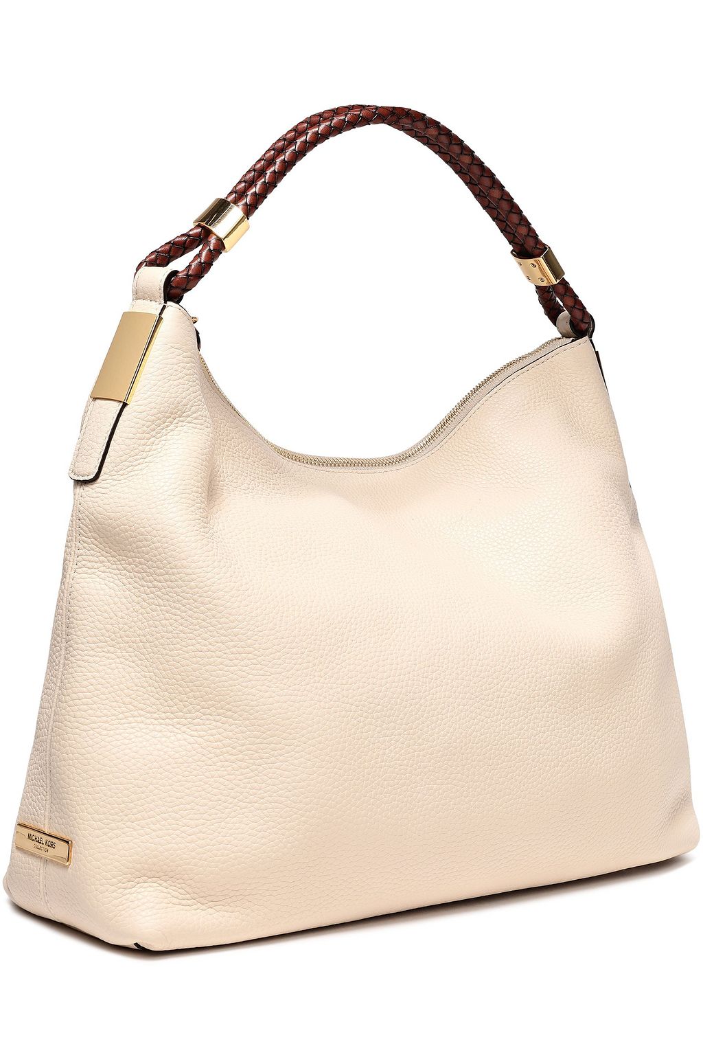 MICHAEL KORS COLLECTION Braid-trimmed textured-leather shoulder bag
