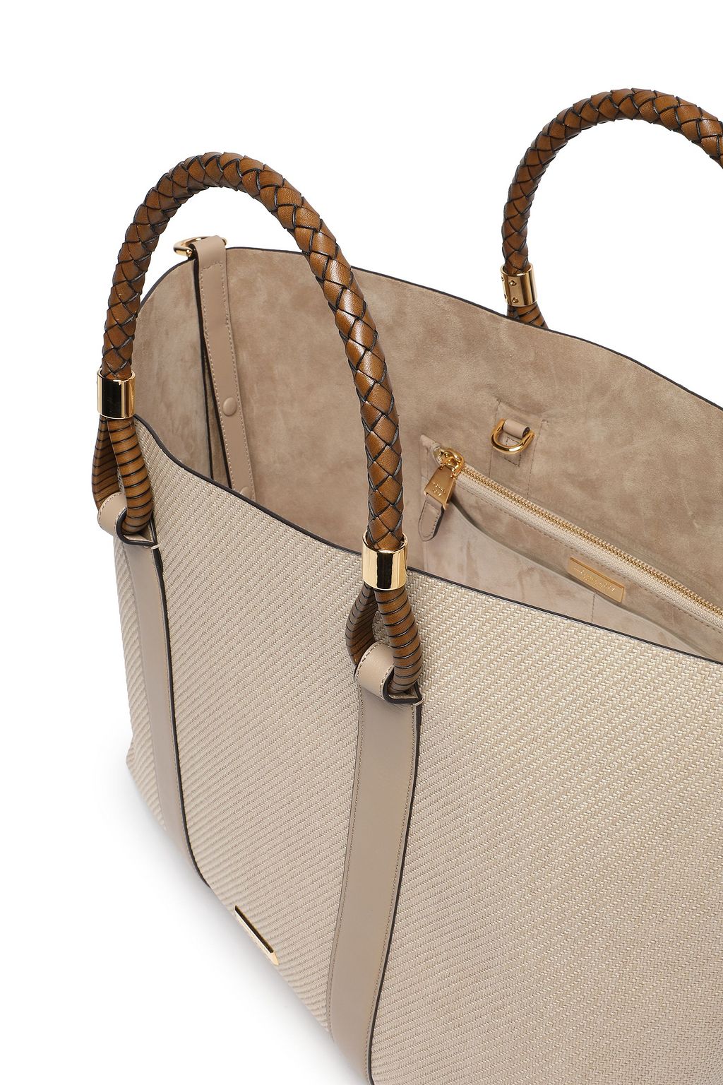 MICHAEL KORS COLLECTION Leather-trimmed woven tote