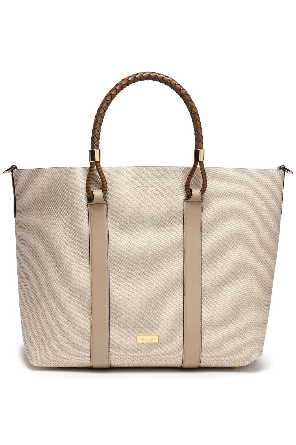 MICHAEL KORS COLLECTION Leather-trimmed woven tote