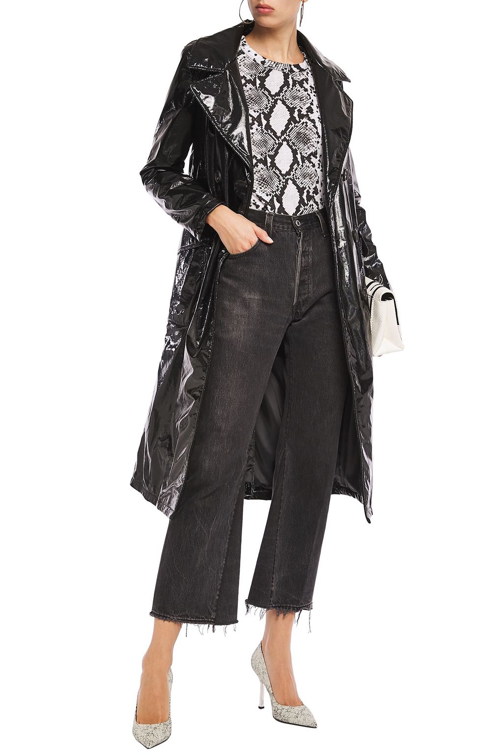 AINEA Cracked-vinyl trench coat