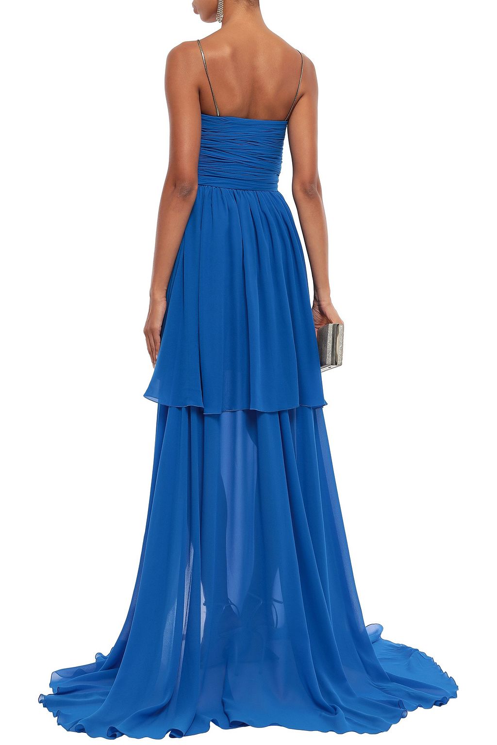 DUNDAS Cutout ruched silk-georgette gown