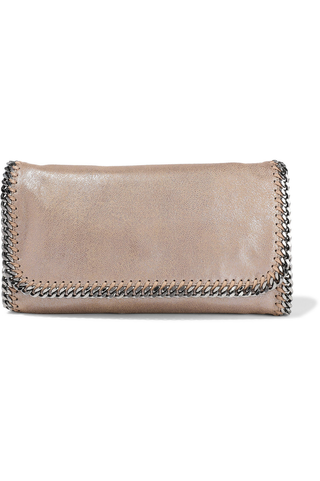 STELLA McCARTNEY Falabella metallic faux brushed-leather clutch