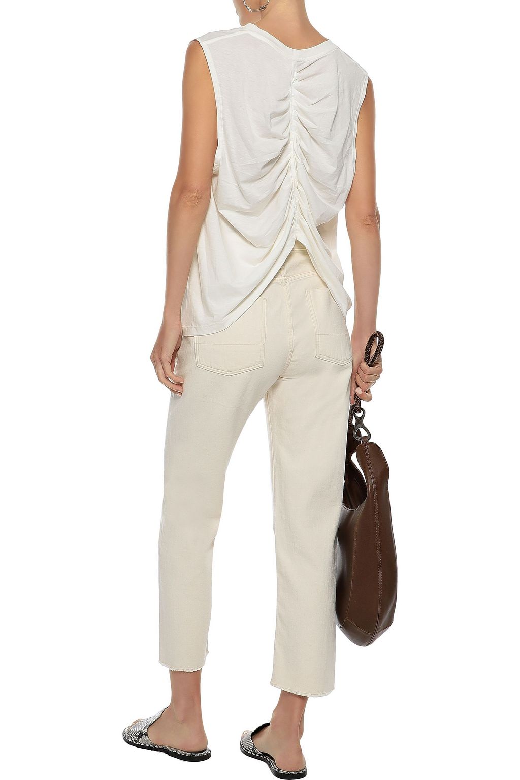 CURRENT/ELLIOTT Ruched slub Pima cotton-jersey tank