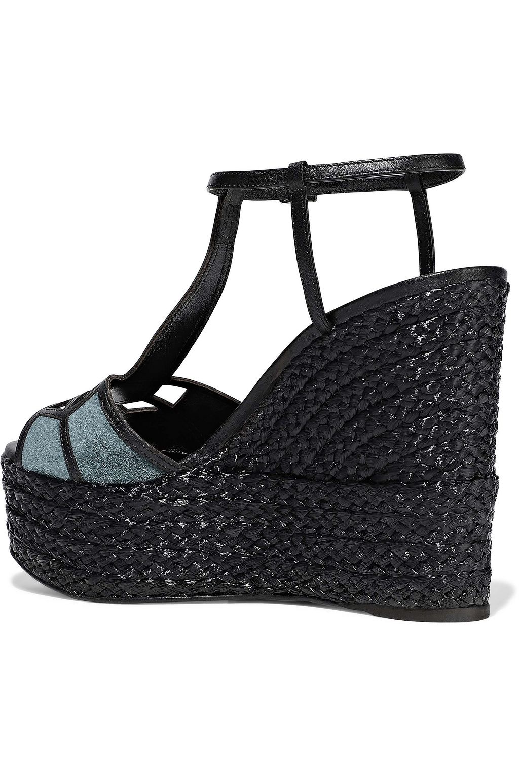 SERGIO ROSSI Easy Puzzle cutout leather and suede wedge sandals