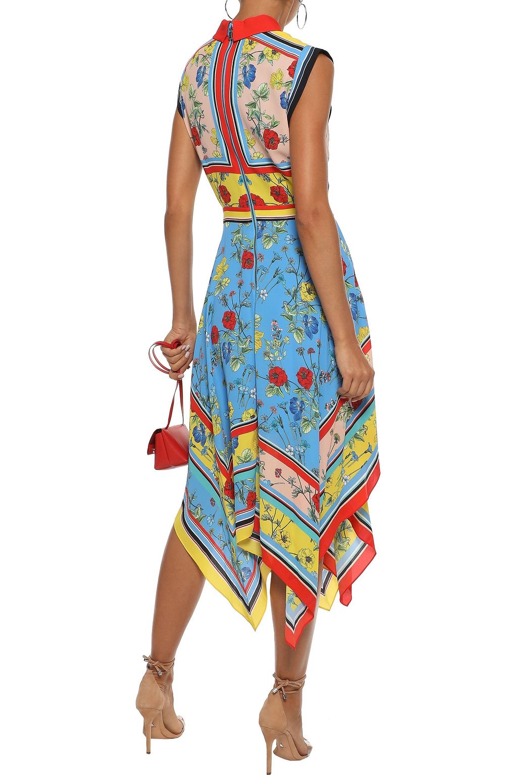 ALICE + OLIVIA Farrah asymmetric printed crepe de chine dress