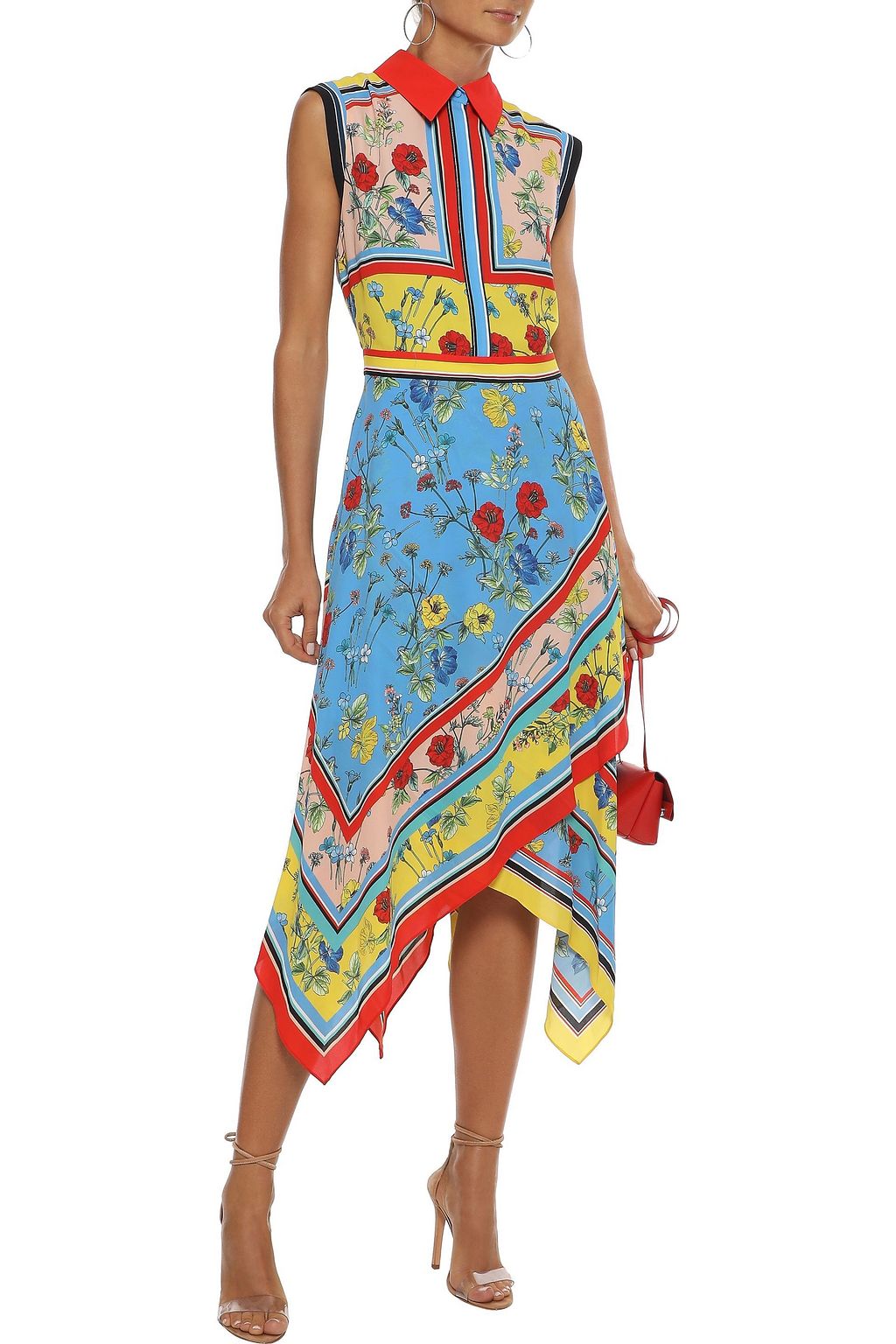 ALICE + OLIVIA Farrah asymmetric printed crepe de chine dress