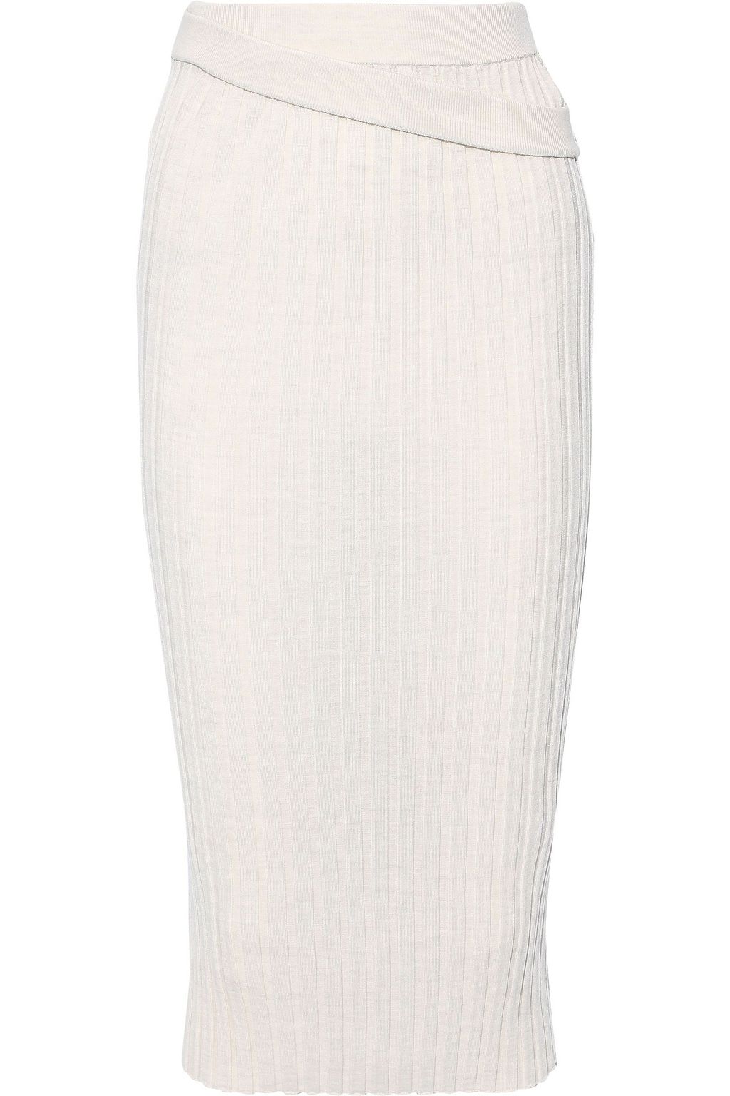 white ribbed midi skirt