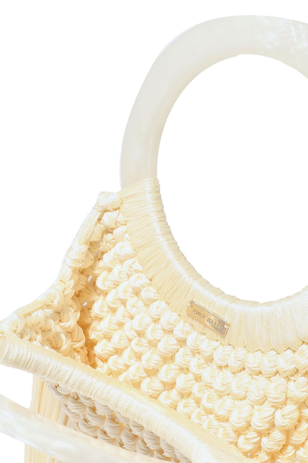 CULT GAIA Angelou tasseled crochet and resin clutch