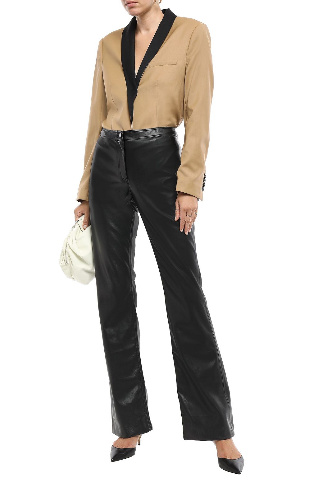THEORY Faux leather flared pants