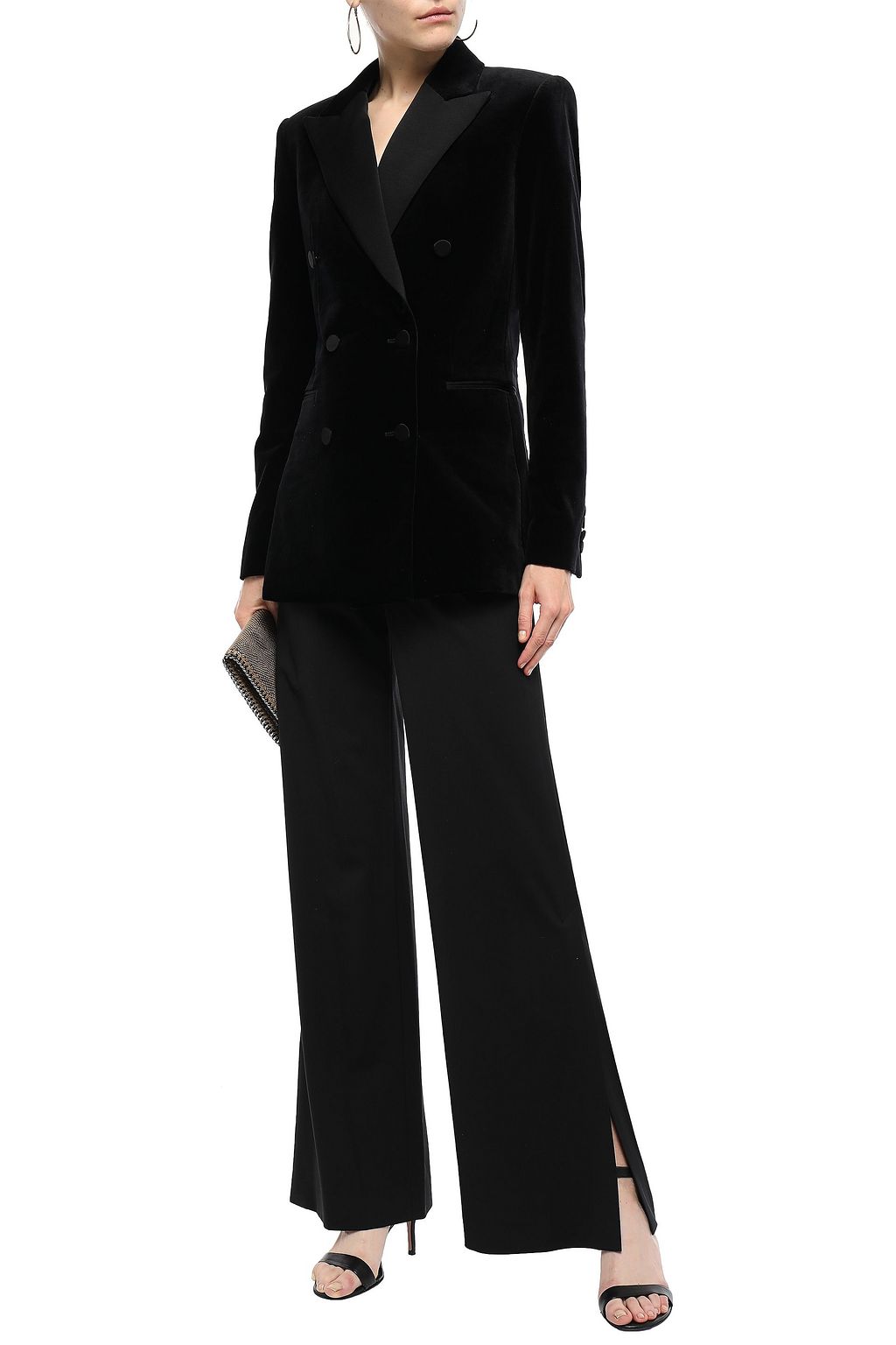 THEORY Crepe de chine-trimmed cotton-blend velvet blazer