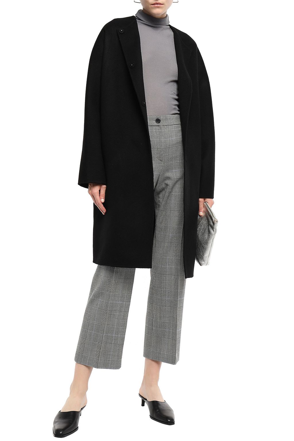 THEORY Cardinal cropped checked wool-blend straight-leg pants