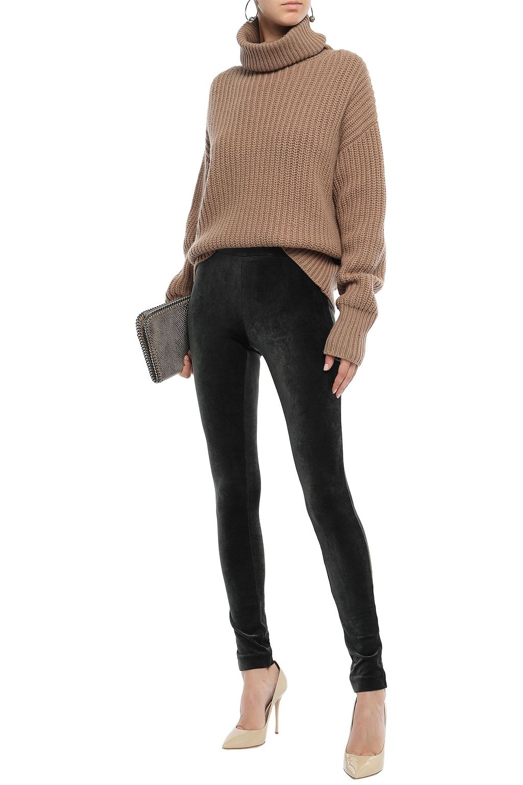 THEORY Stretch-velvet leggings