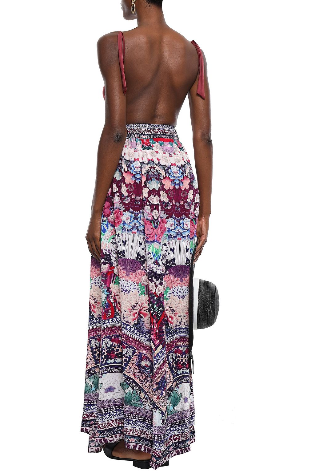 CAMILLA Little Osaka Girl crystal-embellished silk crepe de chine maxi skirt