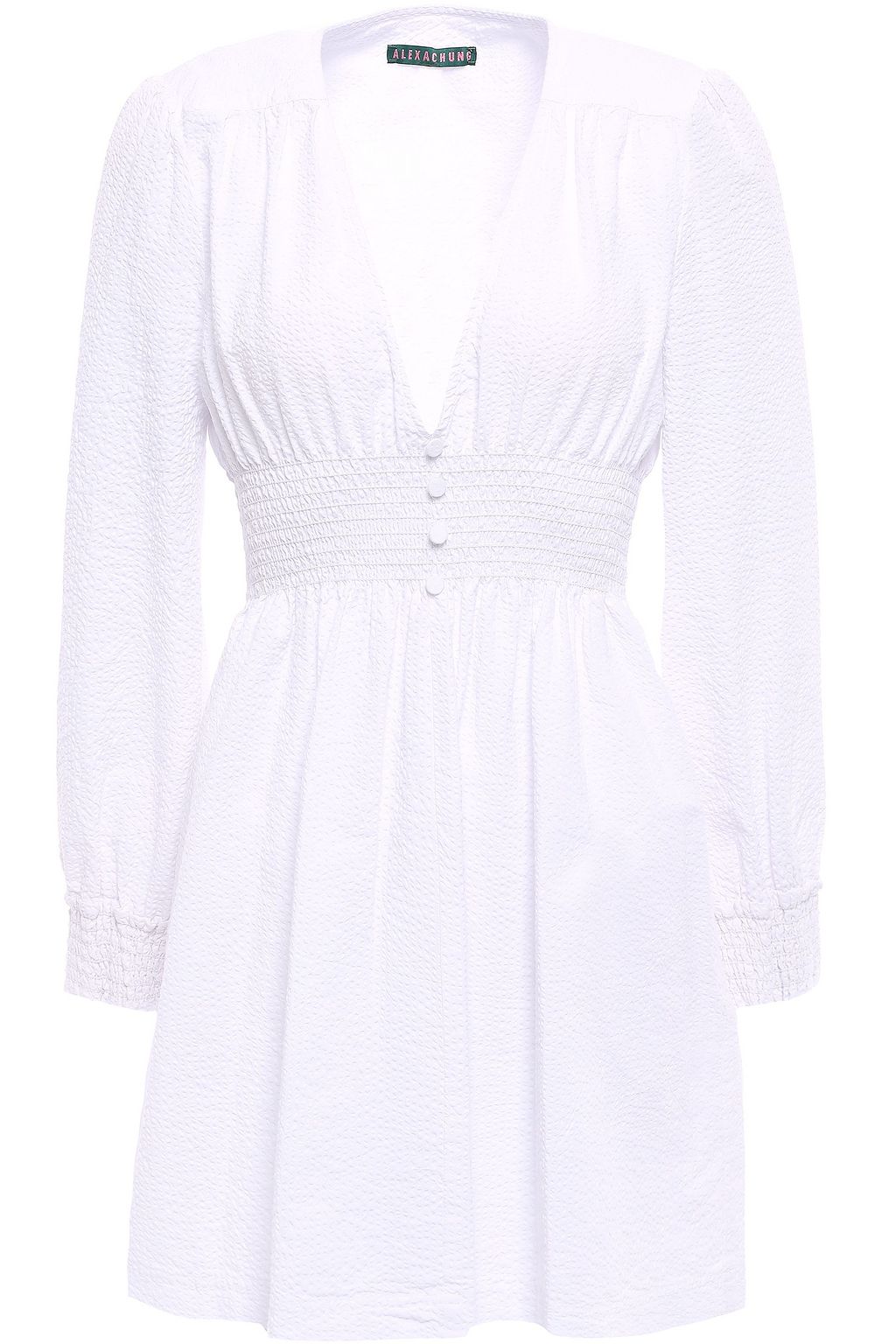 white button mini dress