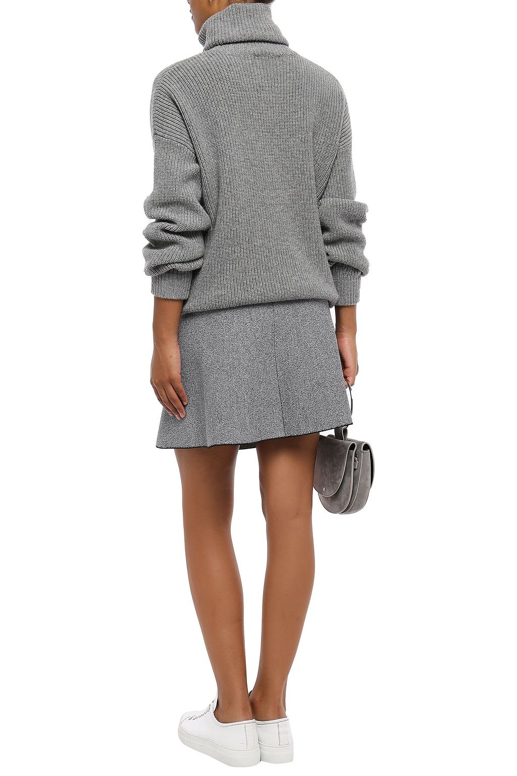 THEORY Flared mélange ponte mini skirt