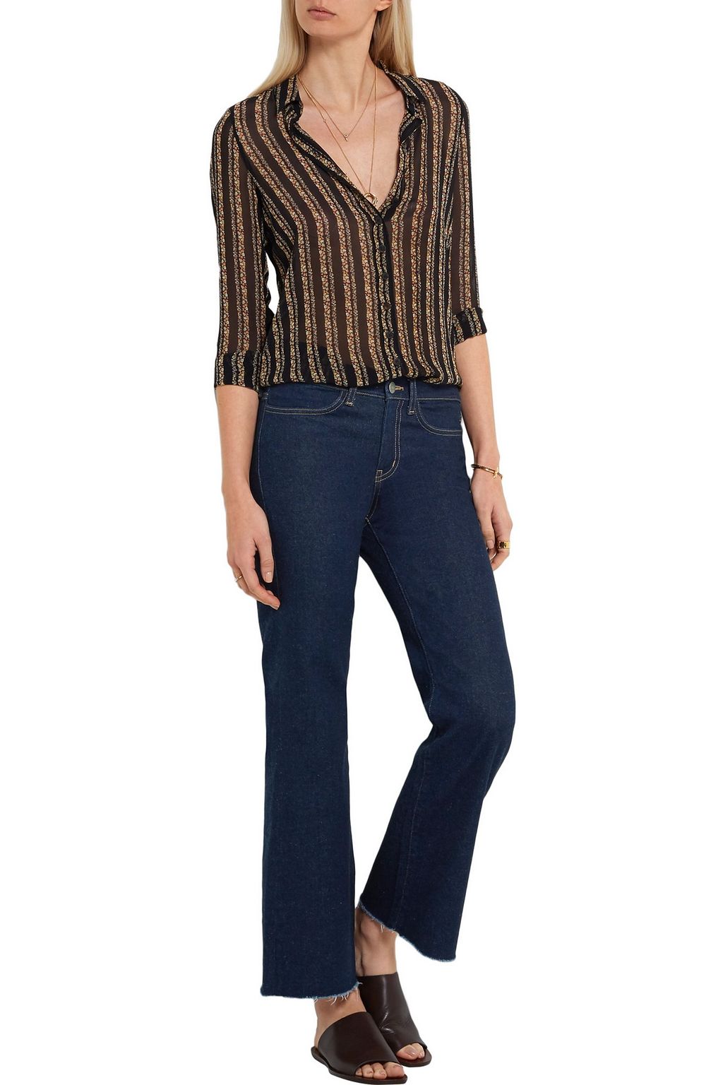 M.I.H JEANS Frayed mid-rise kick-flare jeans