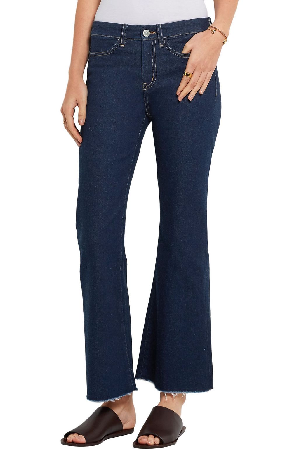 M.I.H JEANS Frayed mid-rise kick-flare jeans