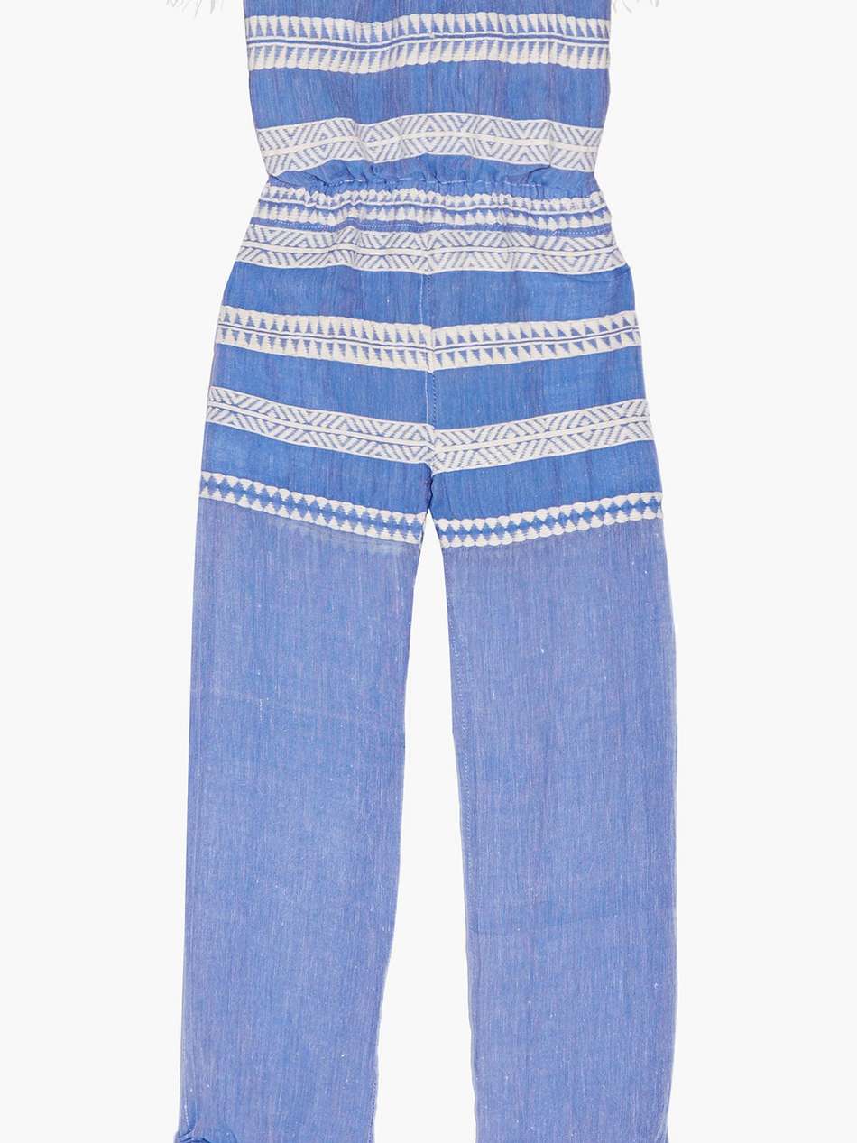 freya off-the-shoulder embroidered cotton-gauze jumpsuit