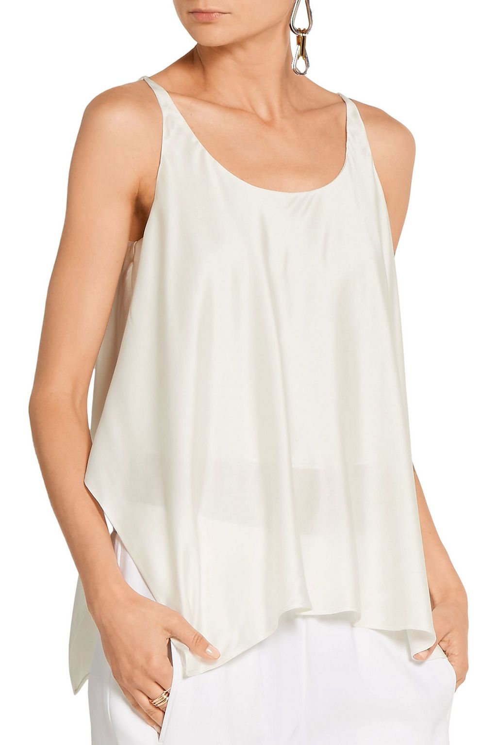 ELIZABETH AND JAMES Shelley asymmetric washed-silk tank