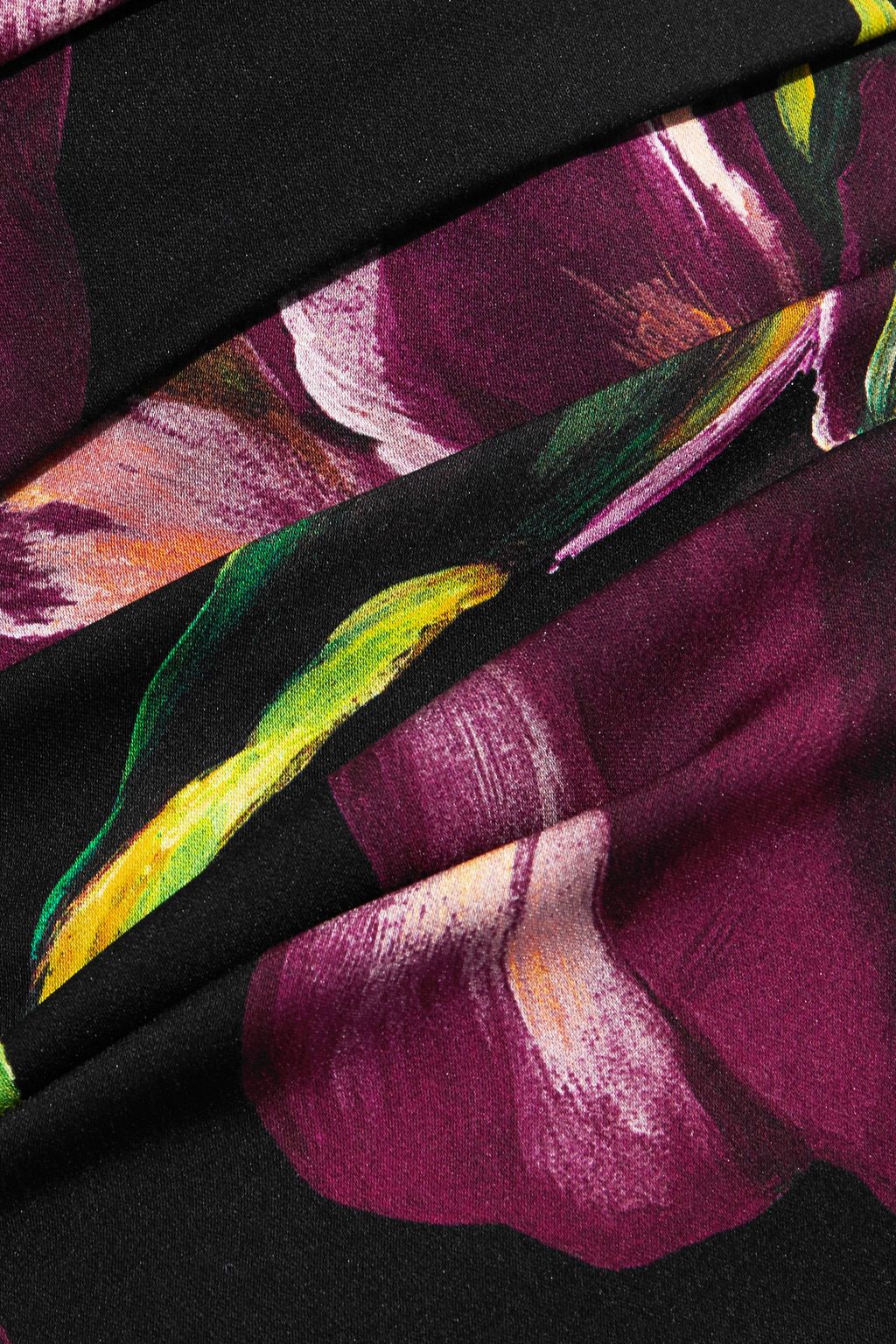 DOLCE&GABBANA Off-the-shoulder floral-print stretch-silk charmeuse dress