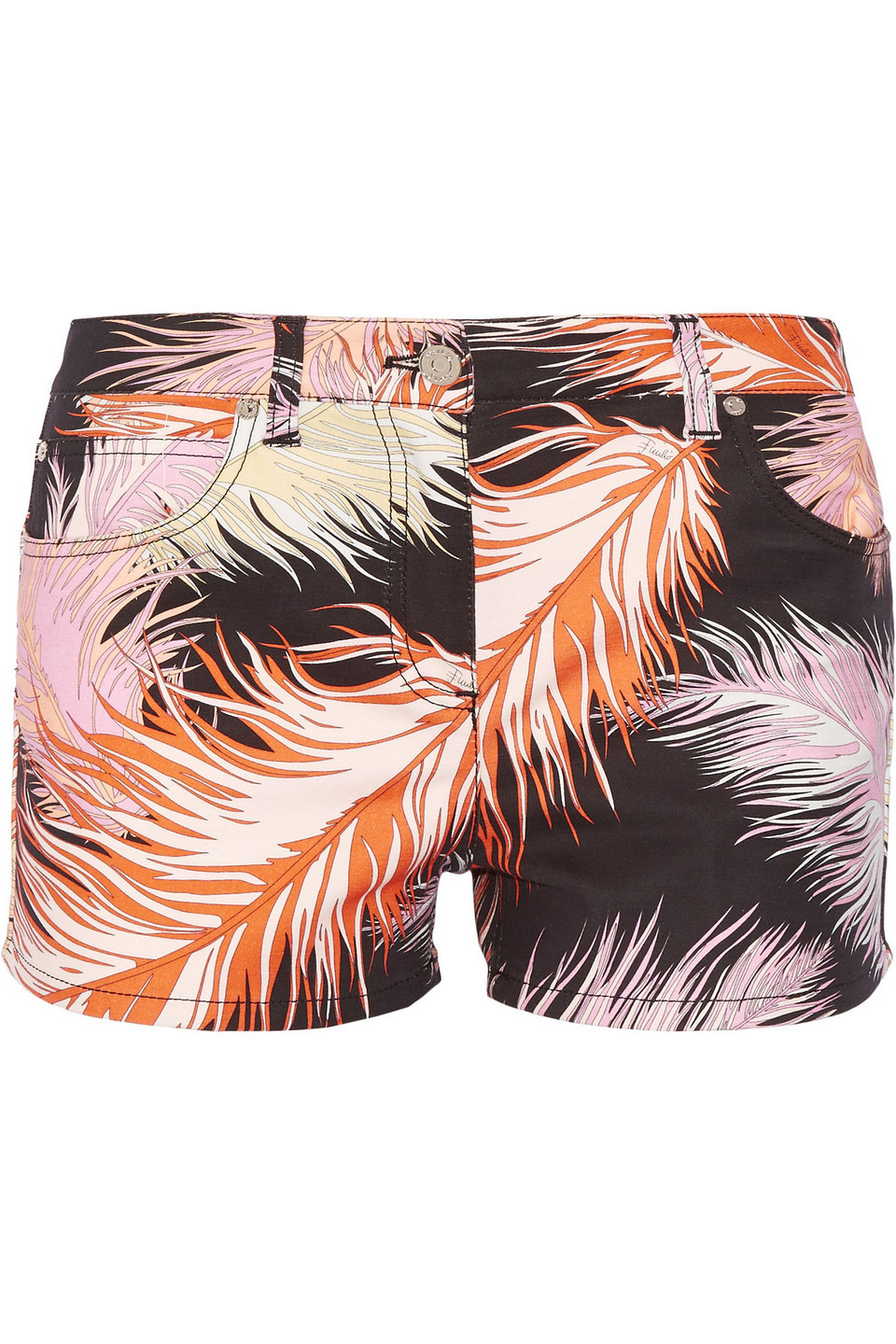 pucci - feather-print cotton-blend shorts - black - it 40