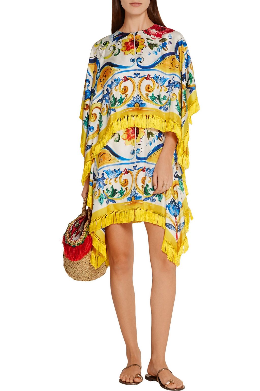 DOLCE&GABBANA プリント ストレッチ シルク混ツイル ミニワンピース