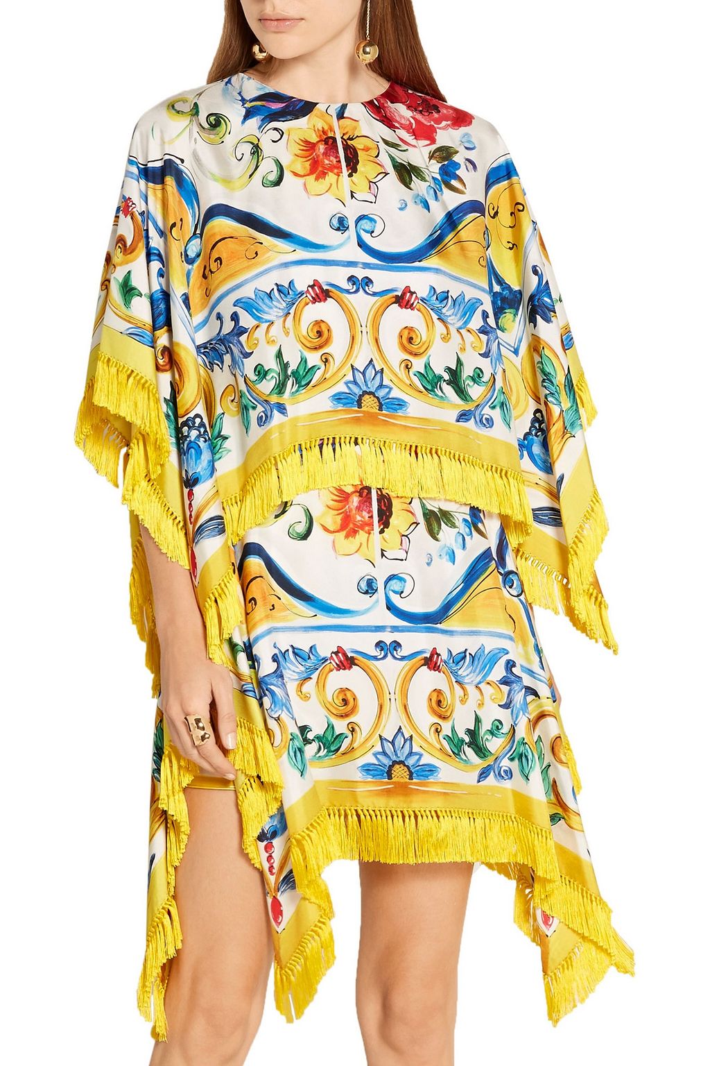 DOLCE&GABBANA プリント ストレッチ シルク混ツイル ミニワンピース