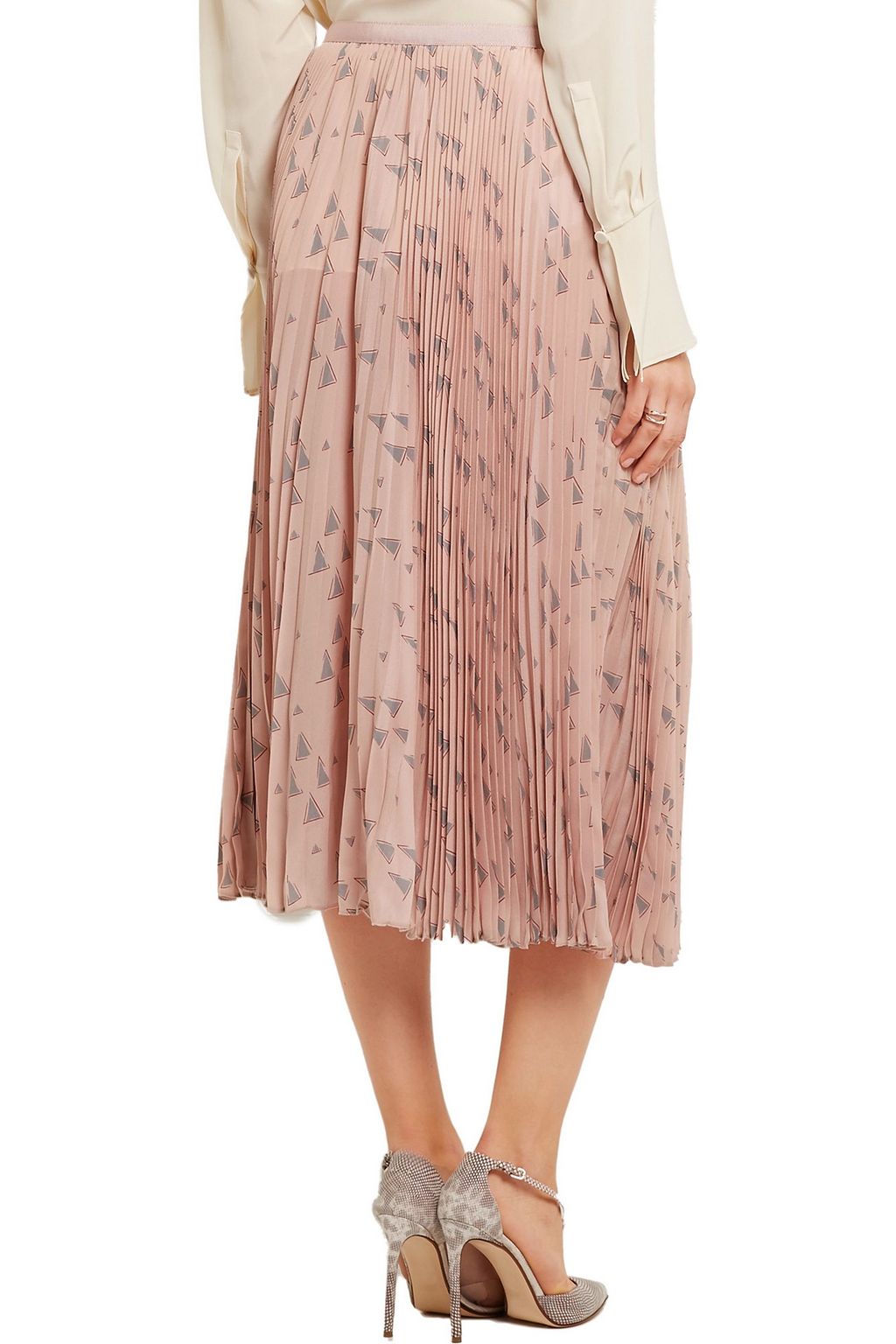 VALENTINO GARAVANI Pleated printed silk crepe de chine midi skirt