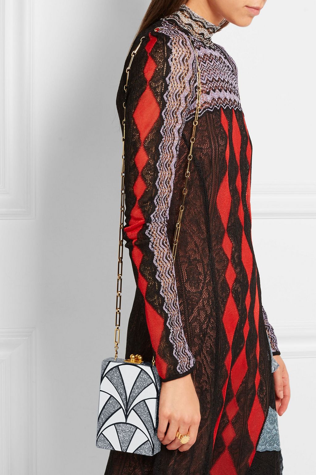 EDIE PARKER Carol Nouveau glittered acrylic shoulder bag