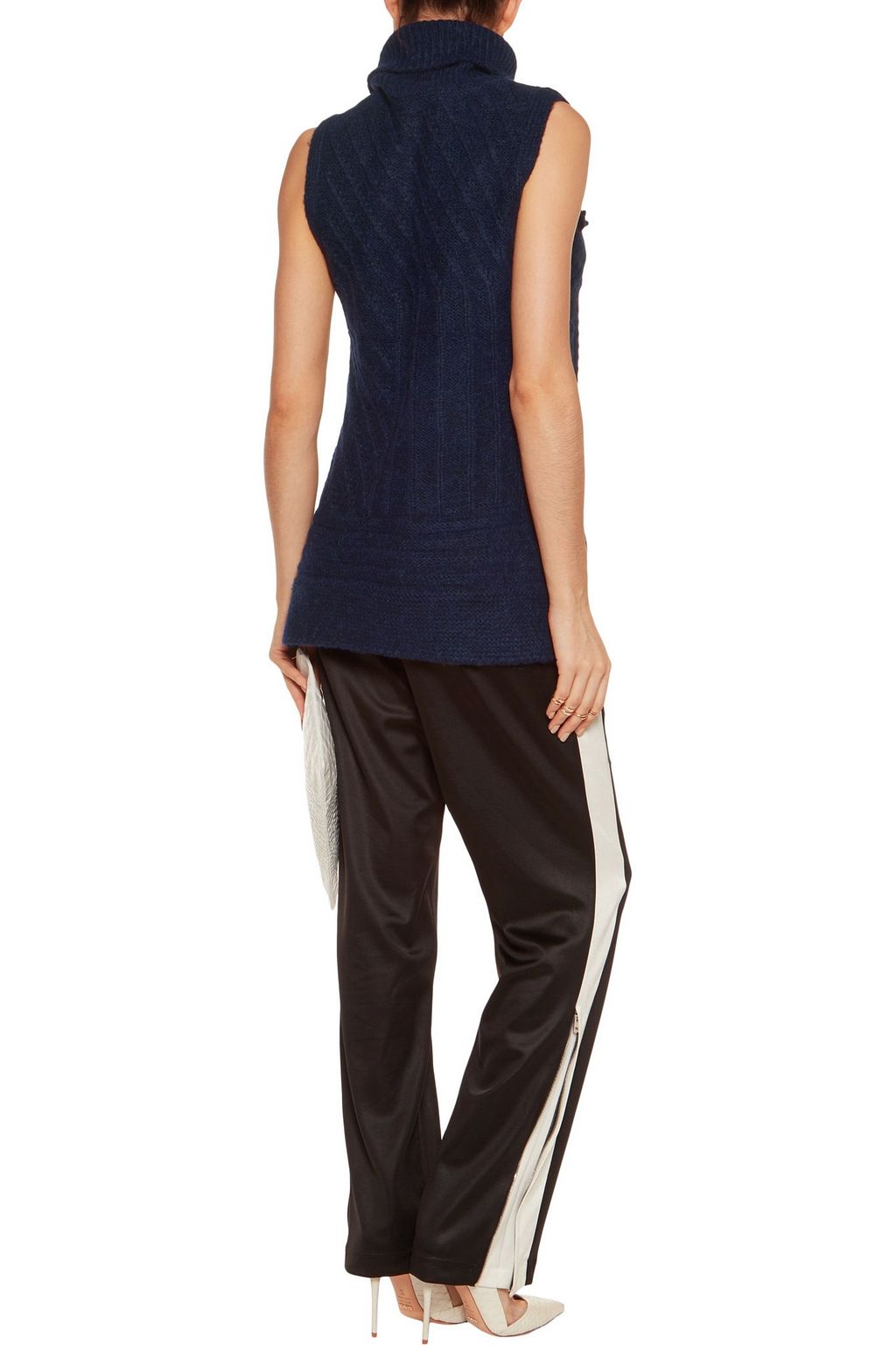 DEREK LAM 10 CROSBY Fringed knitted turtleneck tank