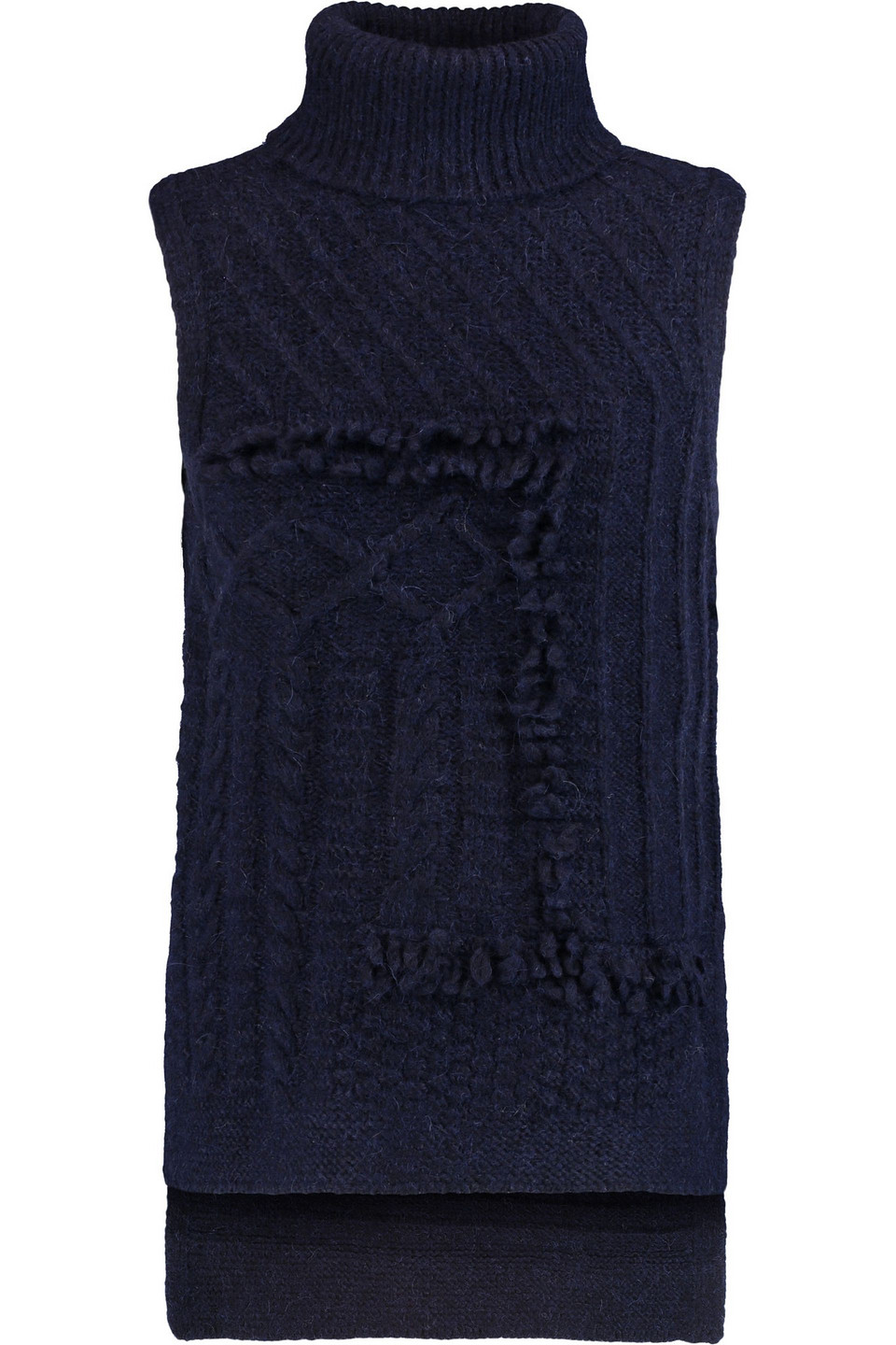 Fringed knitted turtleneck tank