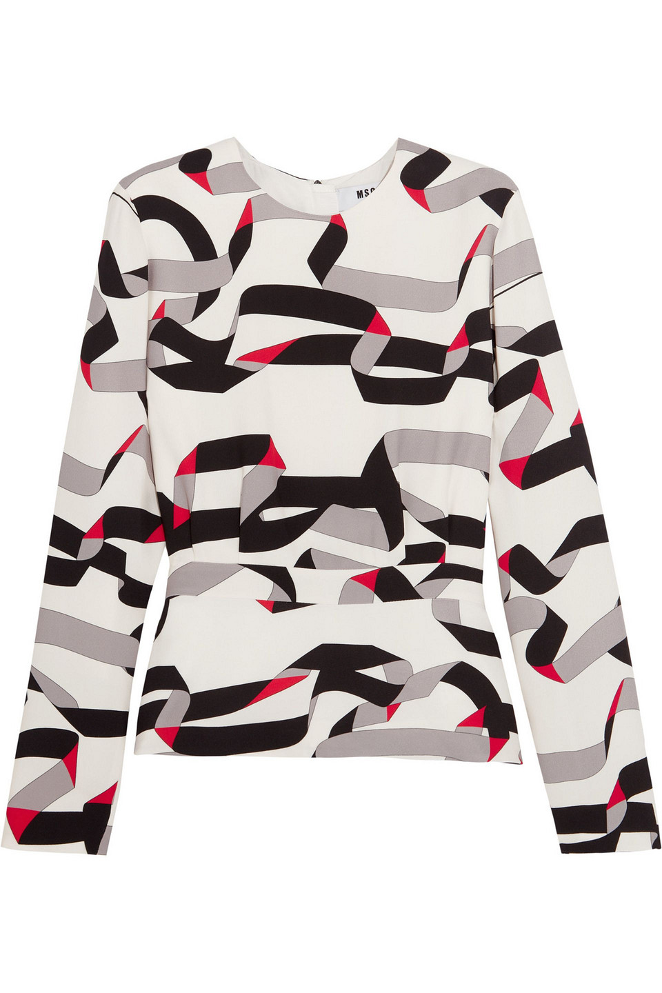 msgm - printed crepe peplum top - white - it 38