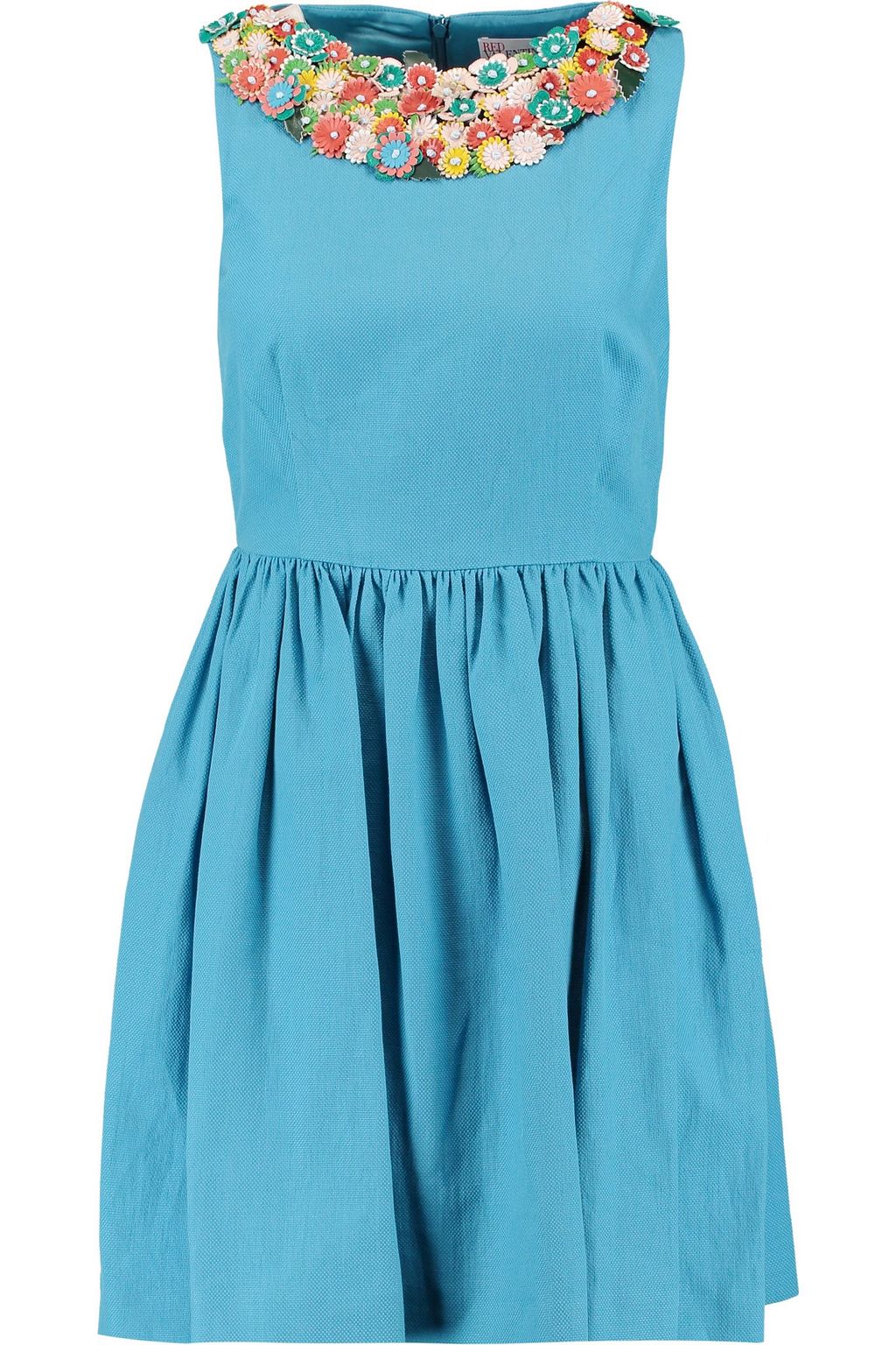 light blue leather dress