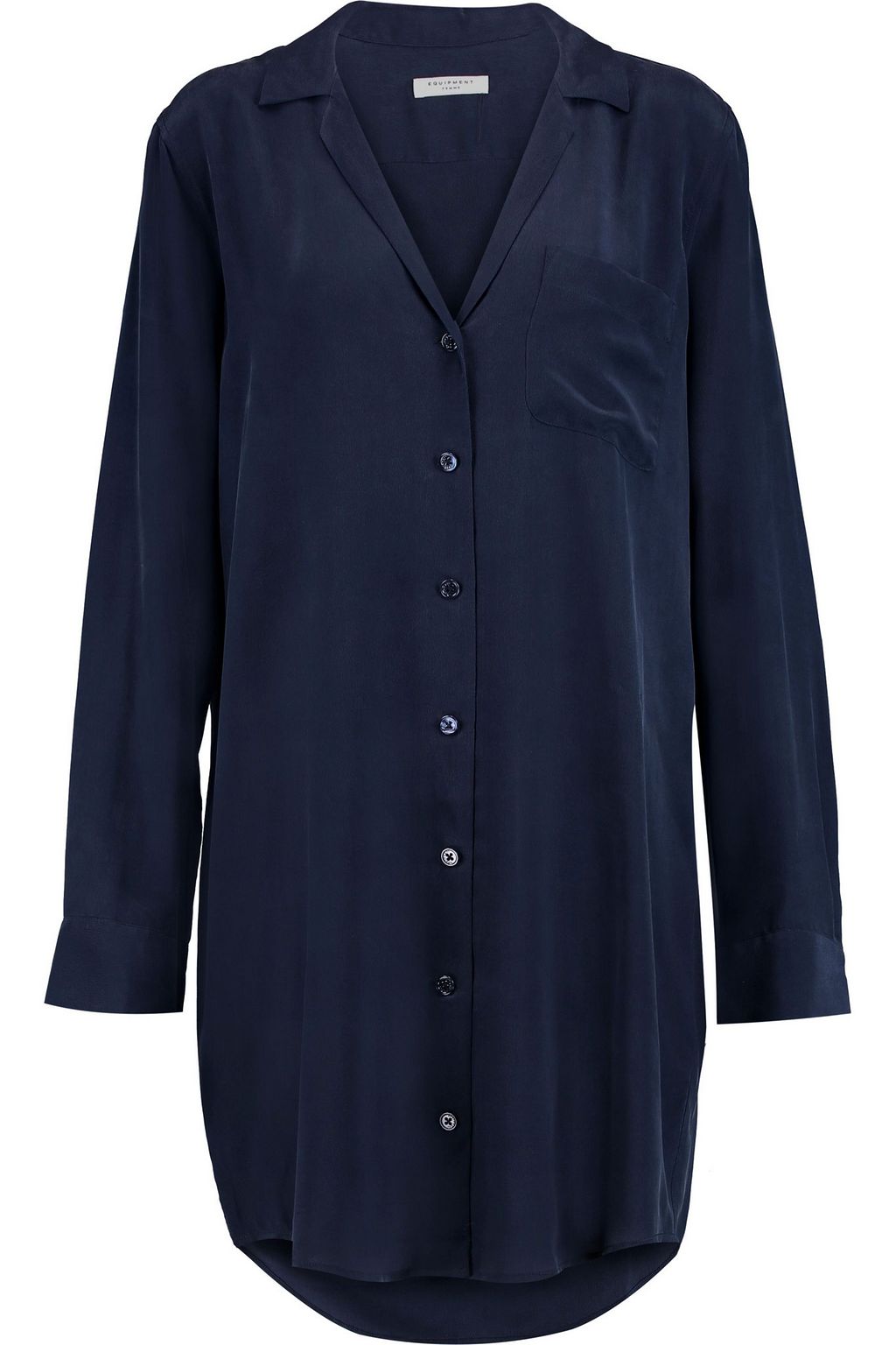 navy silk shirt dress