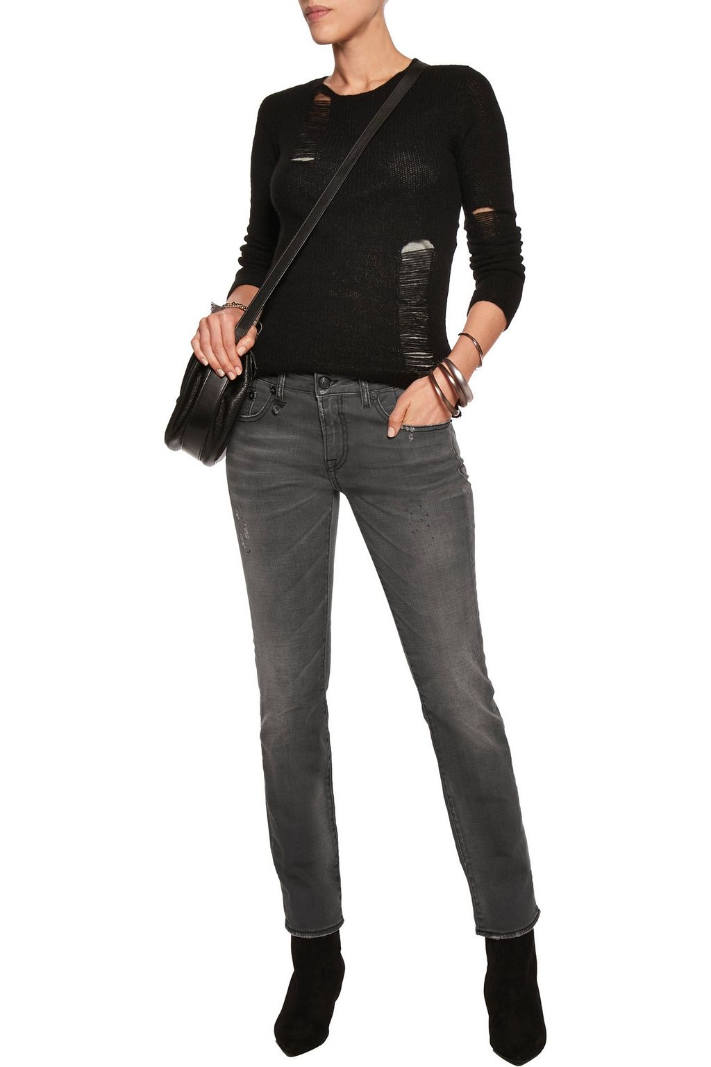 R13 Kate mid-rise distressed skinny jeans