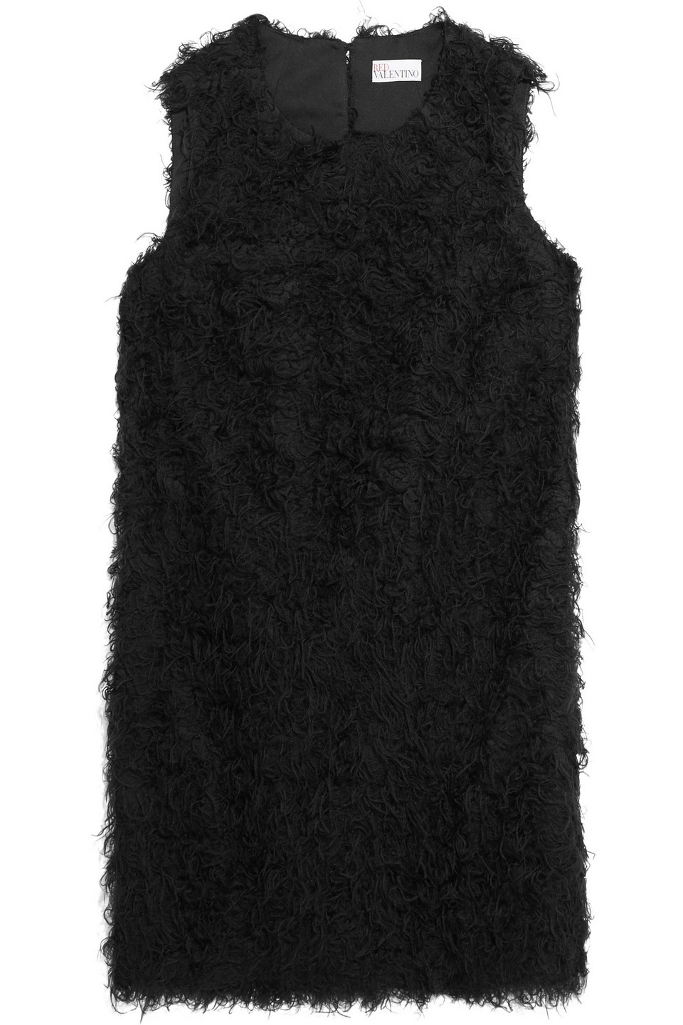 redvalentino - faux shearling mini dress - black - it 48