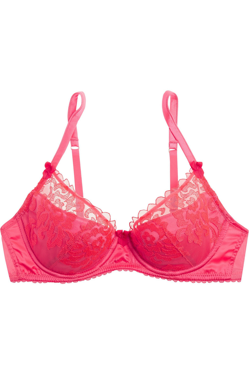 Disco lace and silk-blend satin underwired balconette bra