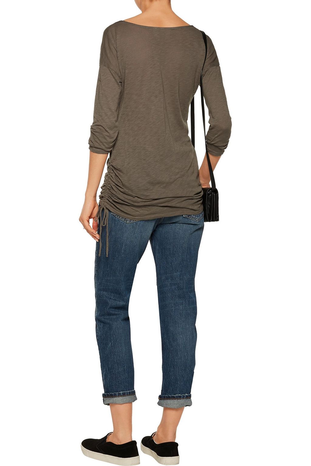 SPLENDID Henley ruched Supima cotton and Micro Modal-blend top