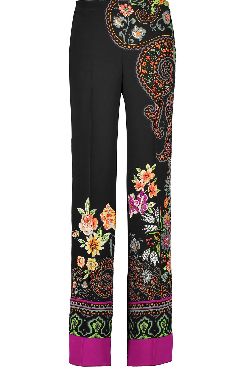 Etro Printed Silk Wide-leg Pants In Black