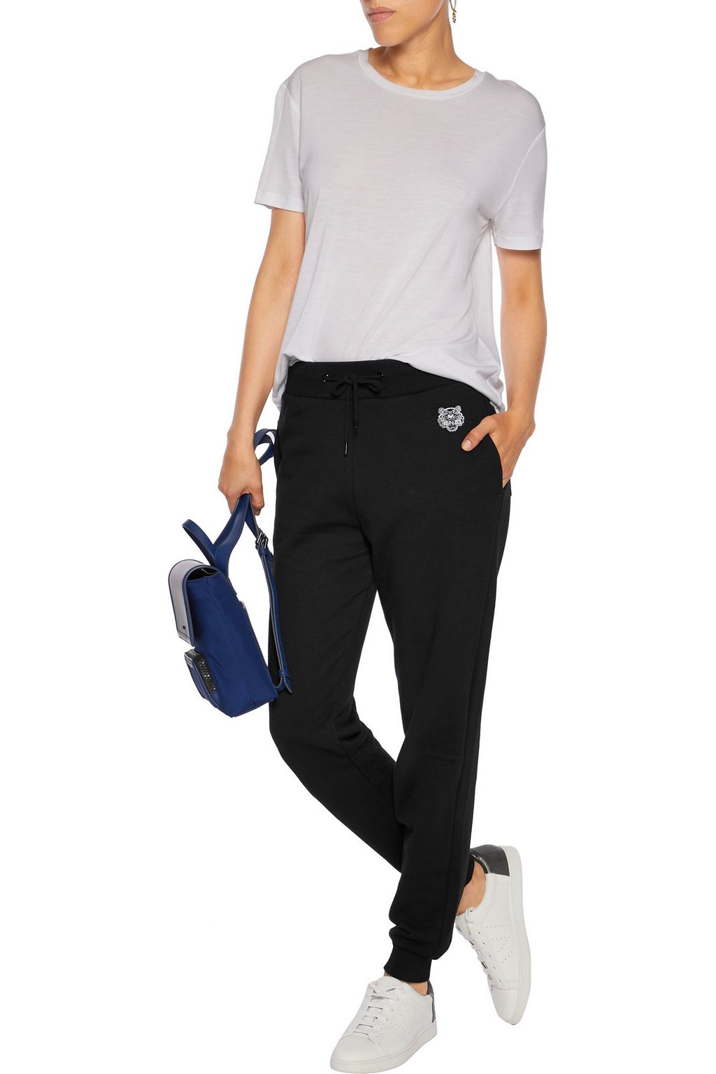 KENZO Embroidered cotton-jersey track pants
