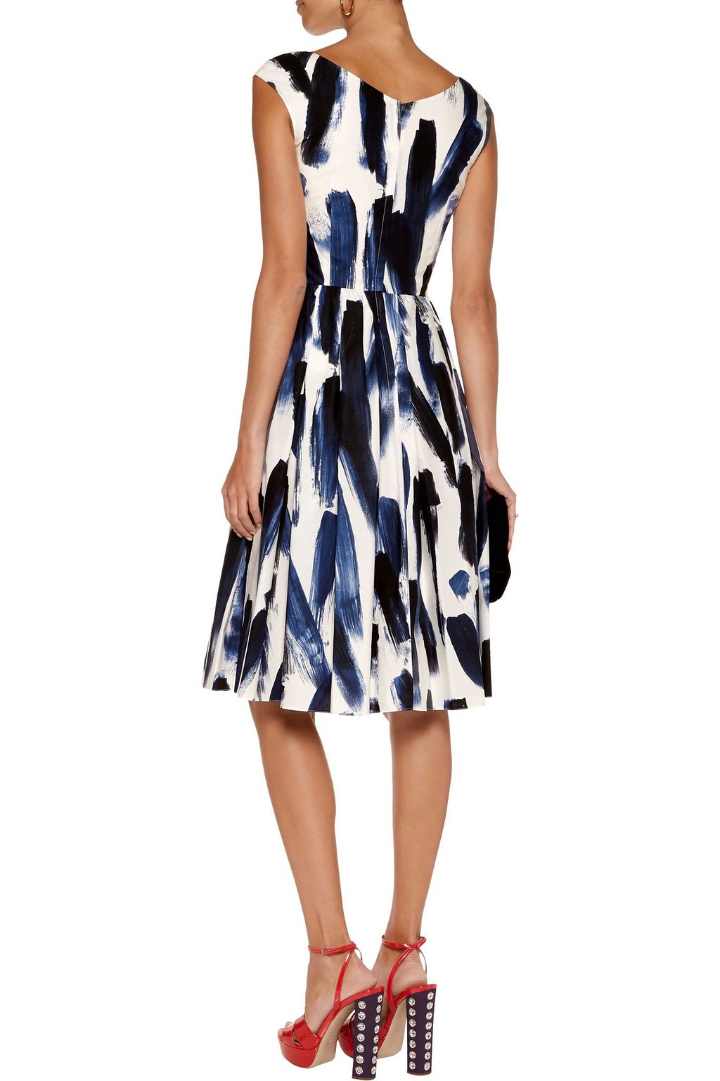 DOLCE&GABBANA Pleated printed cotton-poplin dress