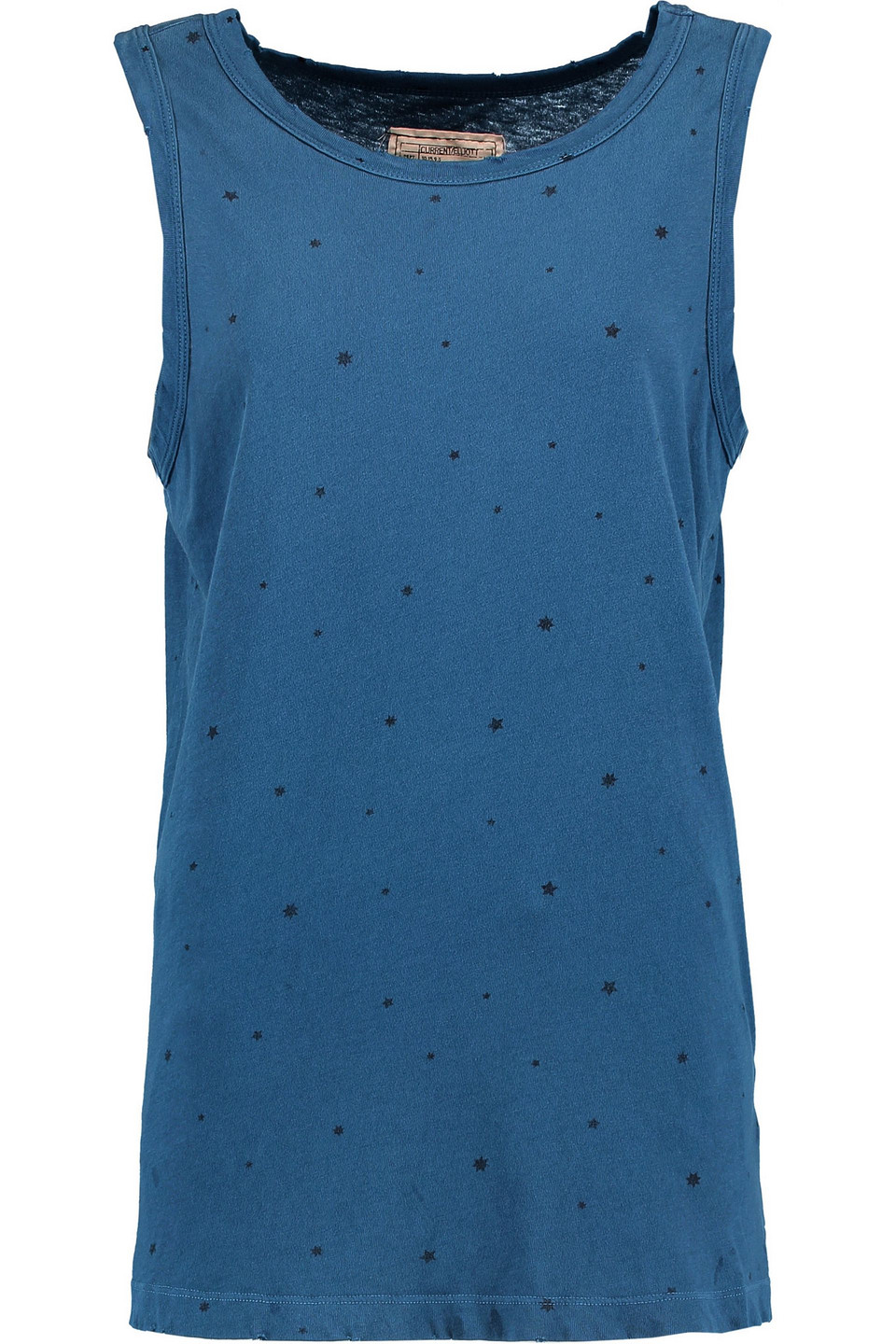current/elliott - the muscle distressed printed cotton-jersey top - blue - 2