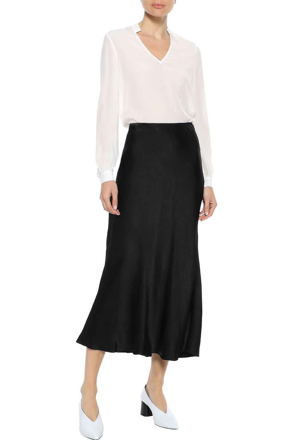 IRIS & INK Brooklyn satin midi skirt