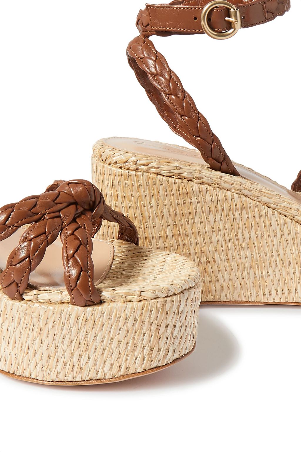 GIANVITO ROSSI 80 braided leather wedge sandals