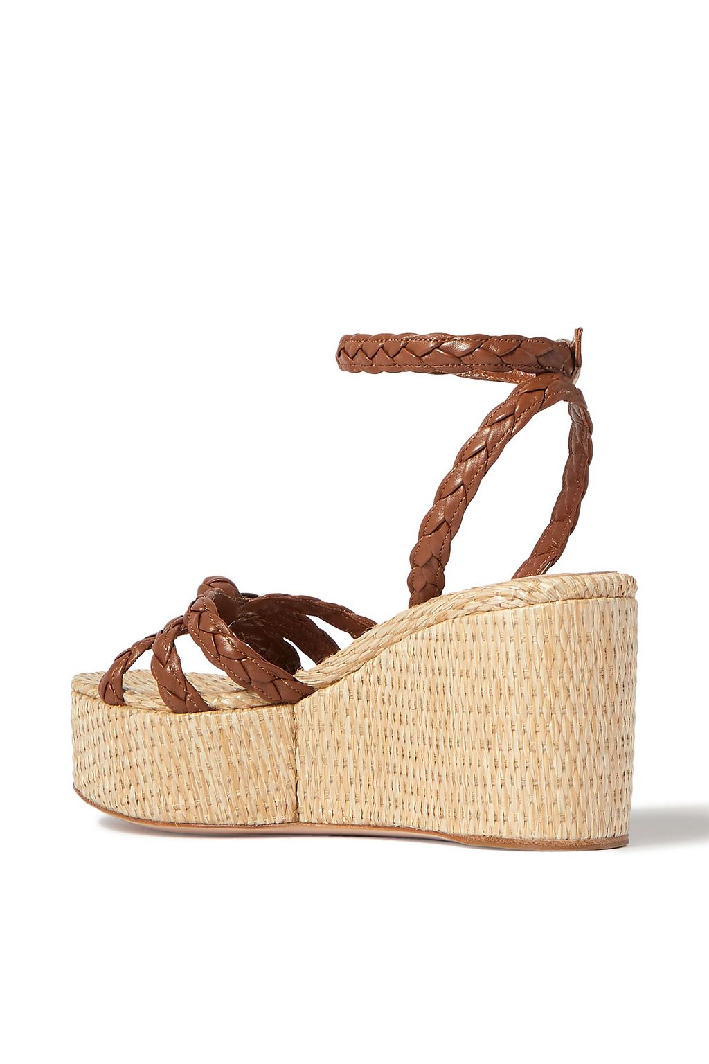 GIANVITO ROSSI 80 braided leather wedge sandals