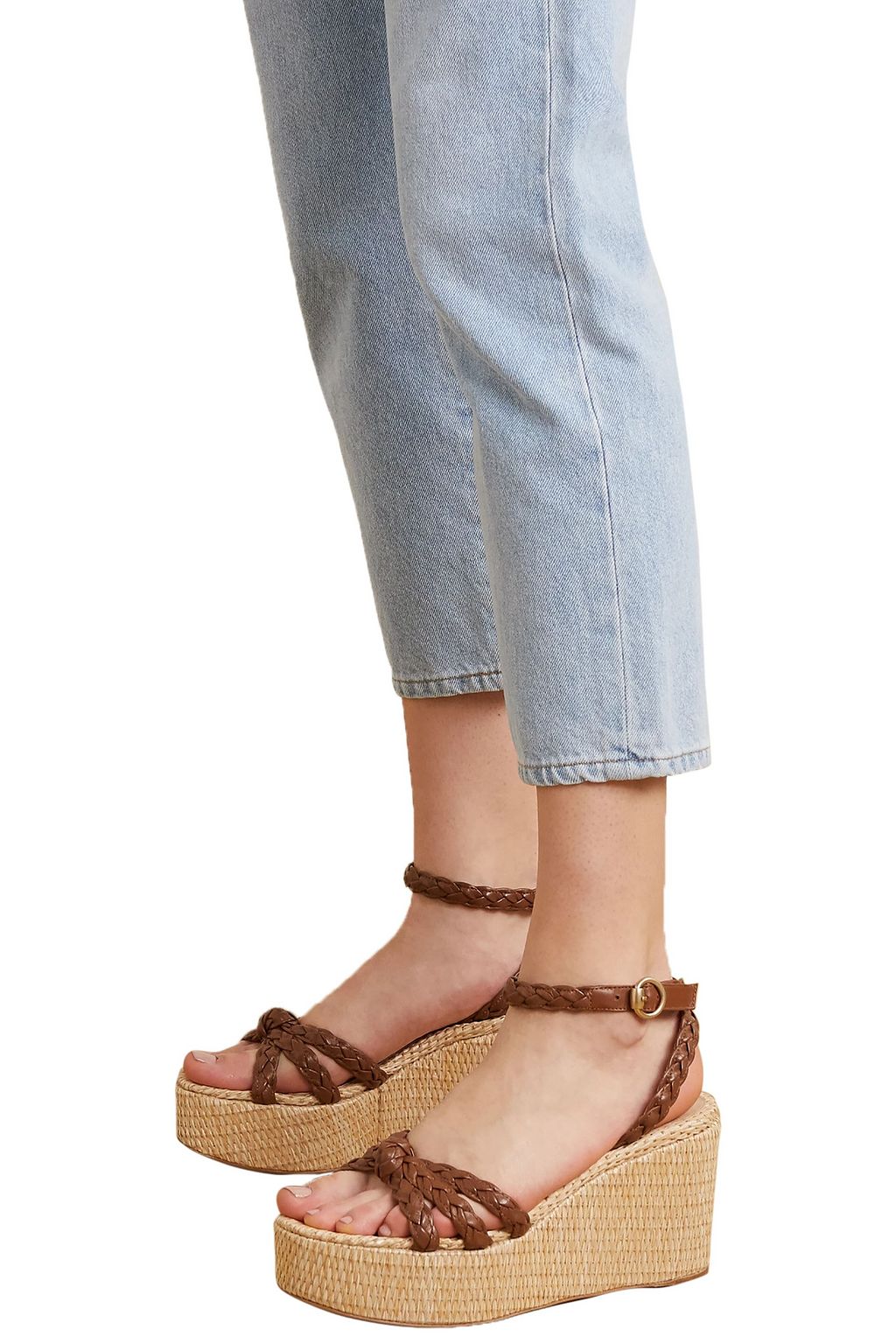 GIANVITO ROSSI 80 braided leather wedge sandals