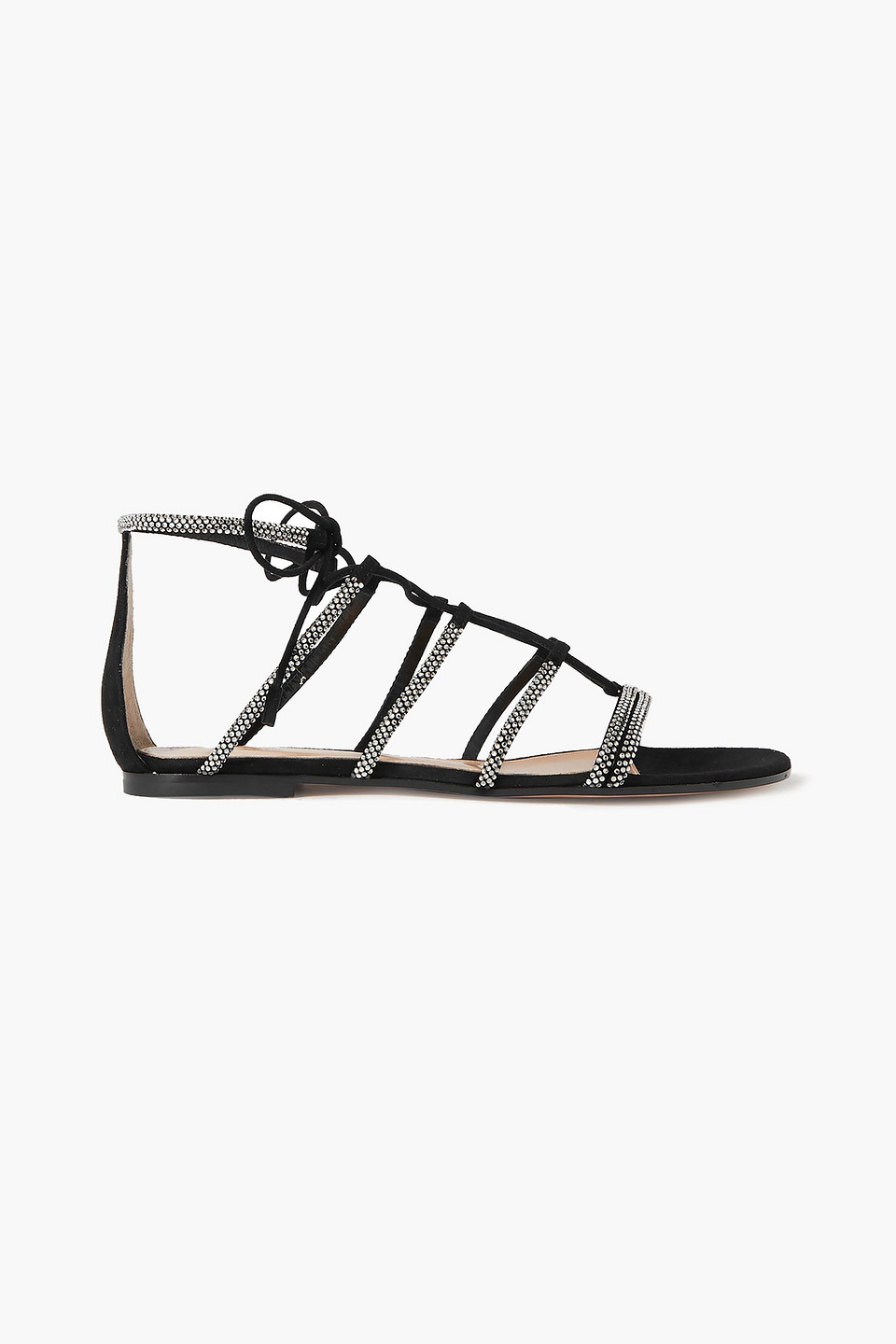 Gianvito Rossi Woman Crystal-embellished Suede Sandals Black Size 42