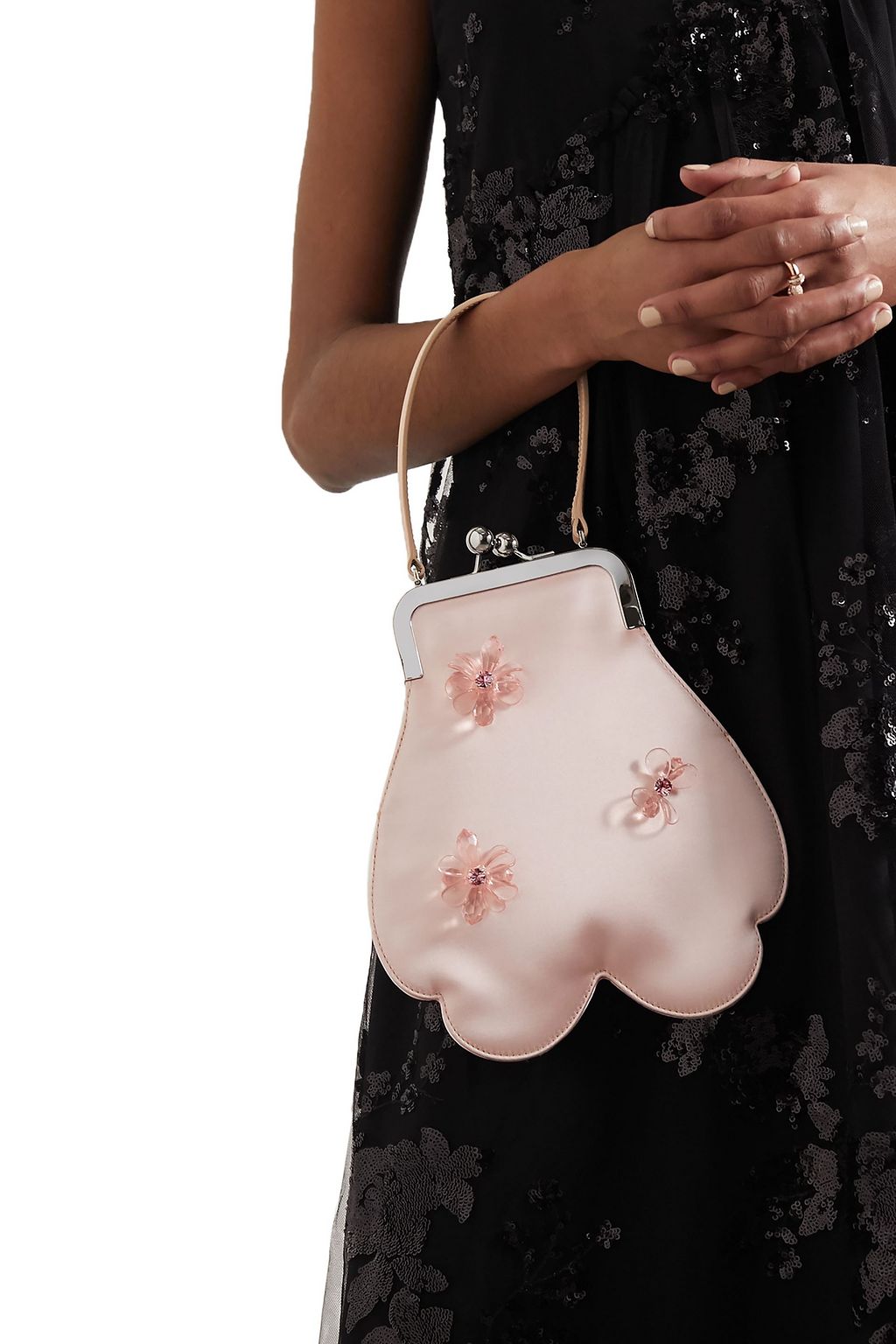 SIMONE ROCHA Flower mini beaded satin tote