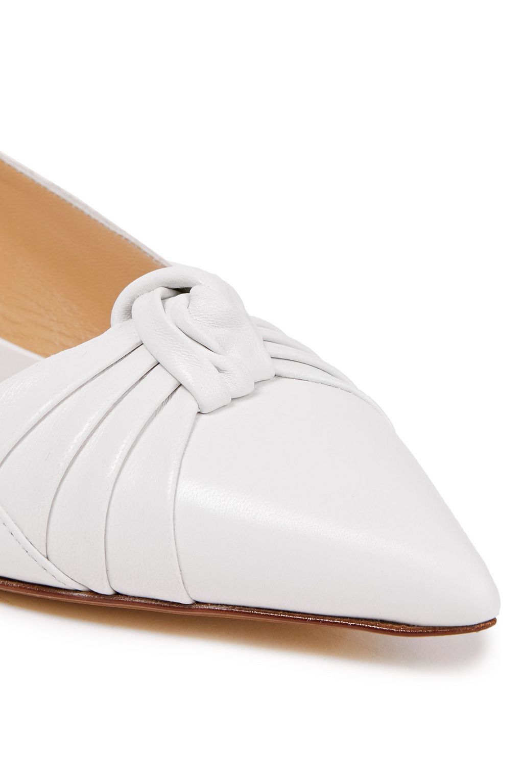 FRANCESCO RUSSO Pleated knotted leather slingback flats